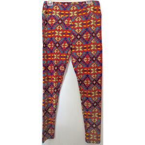 Lularoe Leggings Womens Plus Size TC Tall and Curvy Aztec Southwestern Red Pants